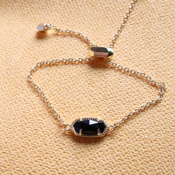 Kendra Scott Jewelry - Kendra Scott Gold Black Opaque Glass Adjustable Chain Bracelet - Elaina